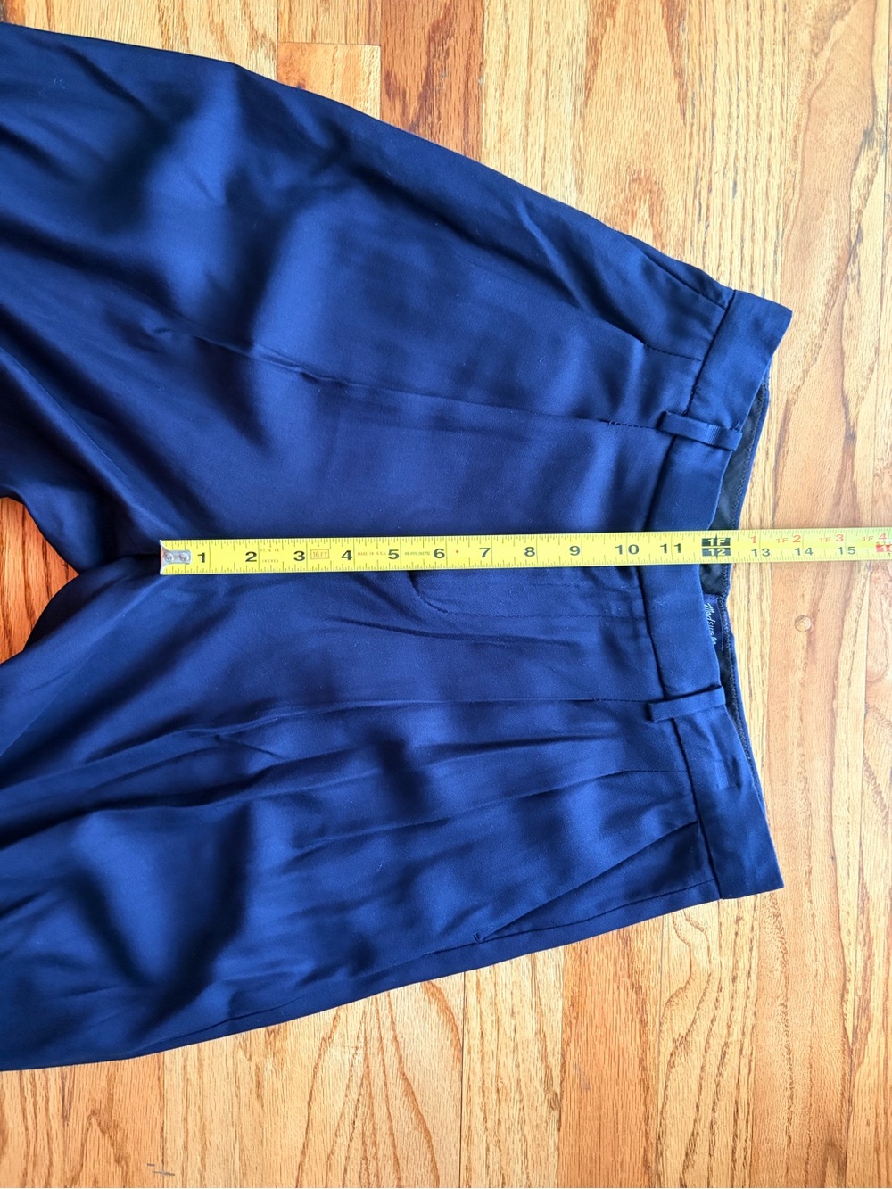 Madewell Harlow Navy Wide-Leg Pleated Dress Pants - Picture 6 of 12